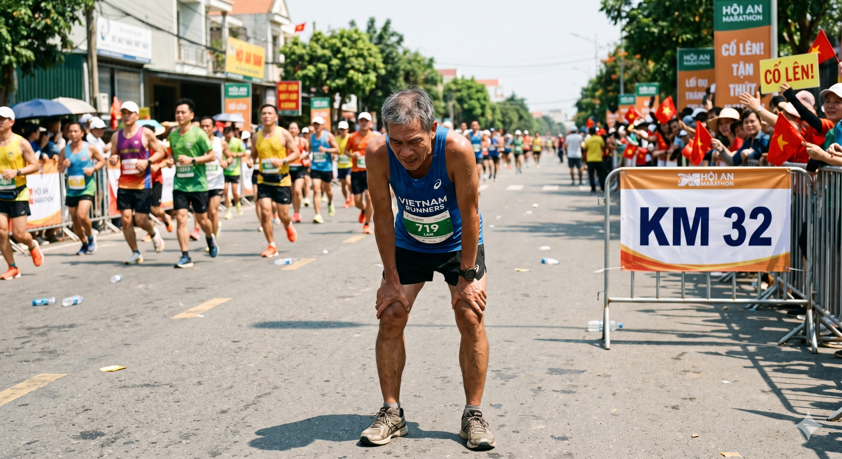 Runner dừng lại ở cột km 32 — Hội An Marathon