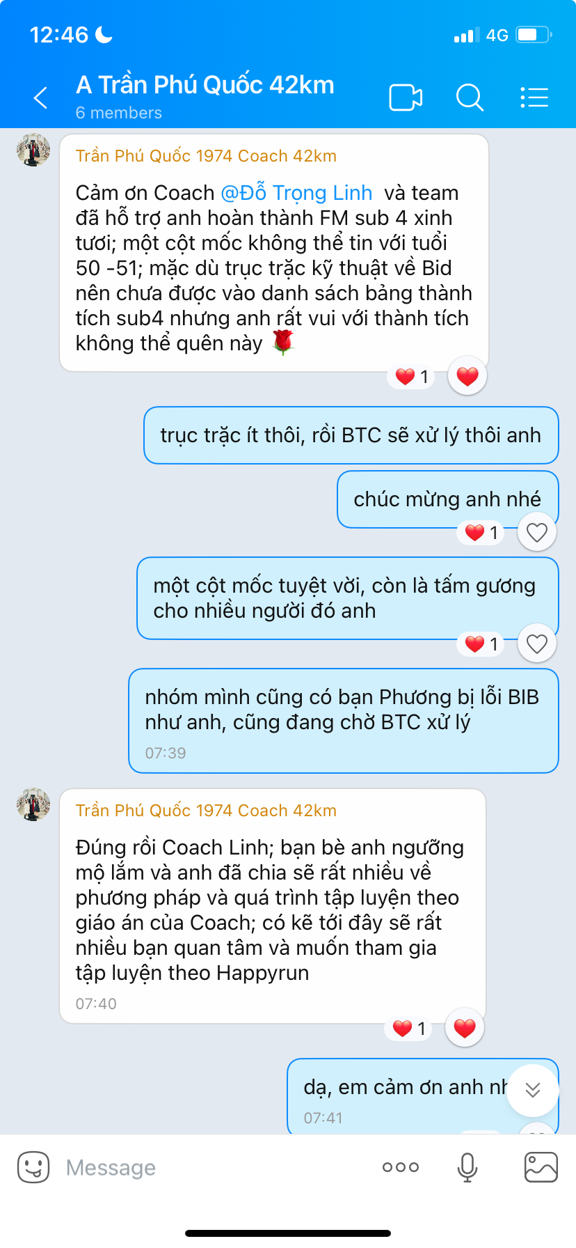 Phản hồi học viên qua Zalo