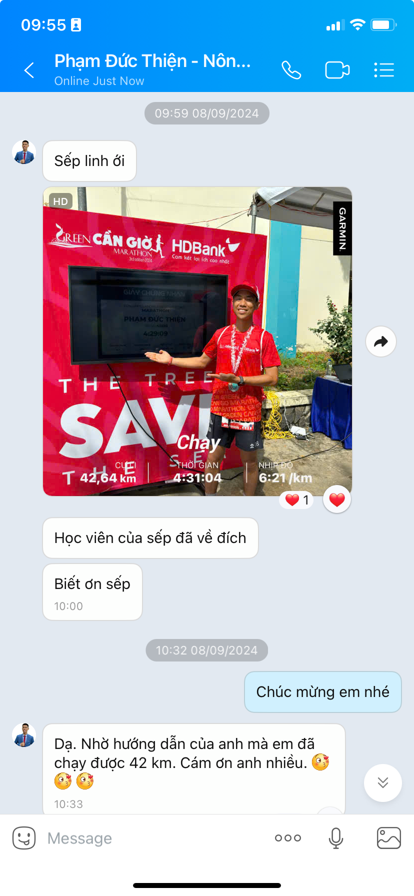 Phản hồi học viên qua Zalo