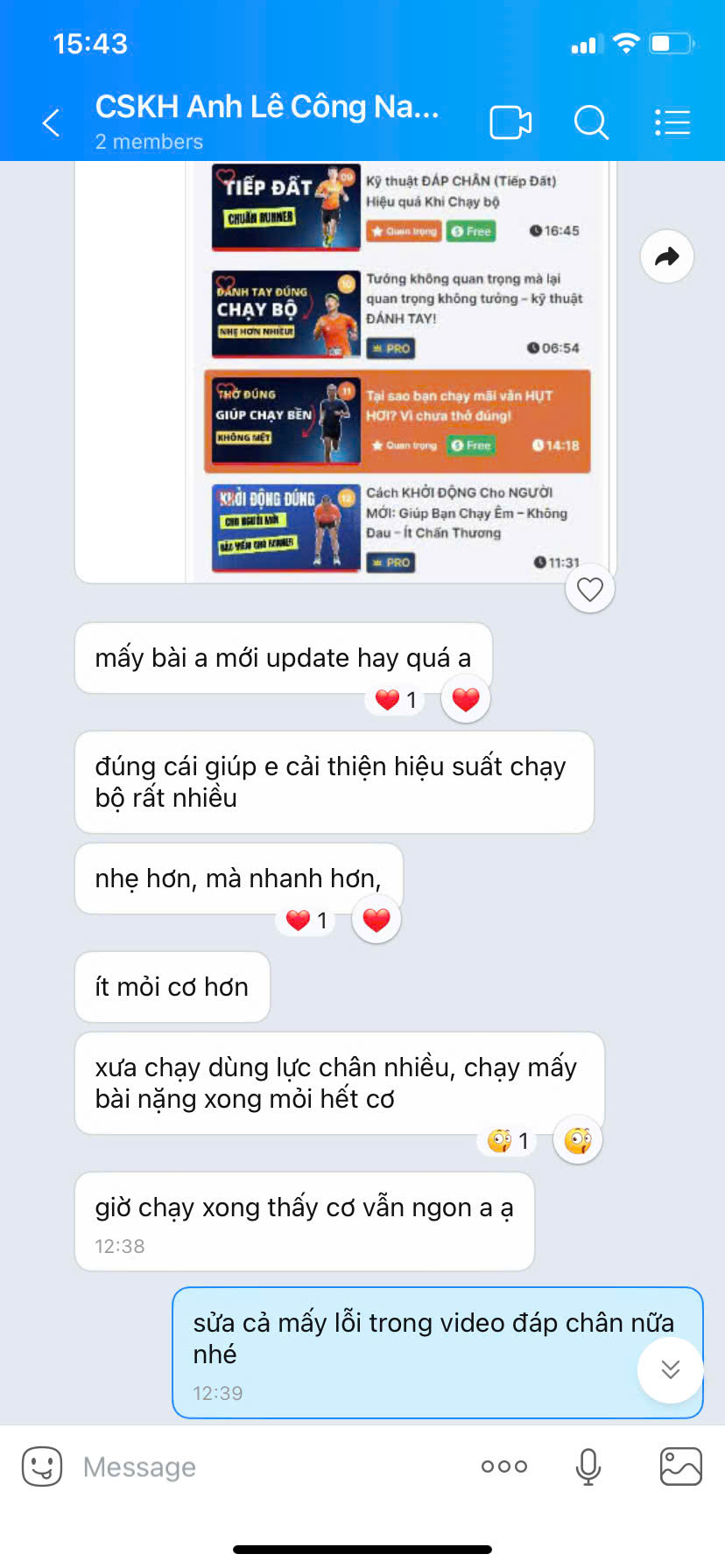 Anh Nam phản hồi sửa kỹ thuật giúp chạy nhẹ hơn, nhanh hơn, ít mỏi cơ