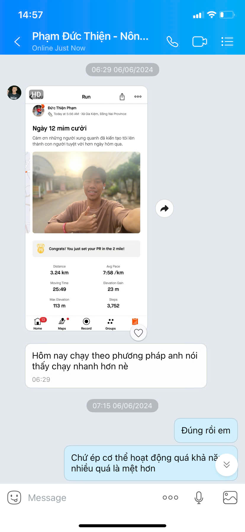 Học viên Thiện - trước khi học PBRUN