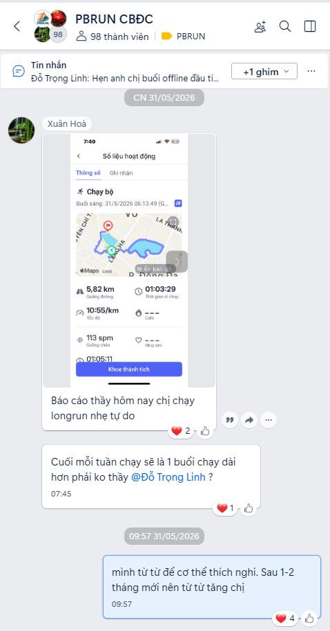 Chị Hòa 57 tuổi chạy dài nhẹ nhàng 5,82km