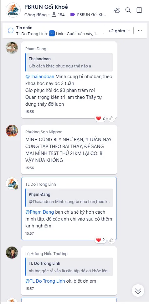 Phản hồi học viên phục hồi 90% sau 3 tuần theo khoá