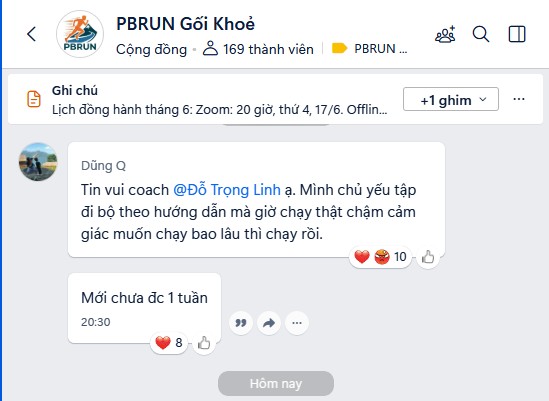 Phản hồi học viên tập đi bộ chưa đầy một tuần
